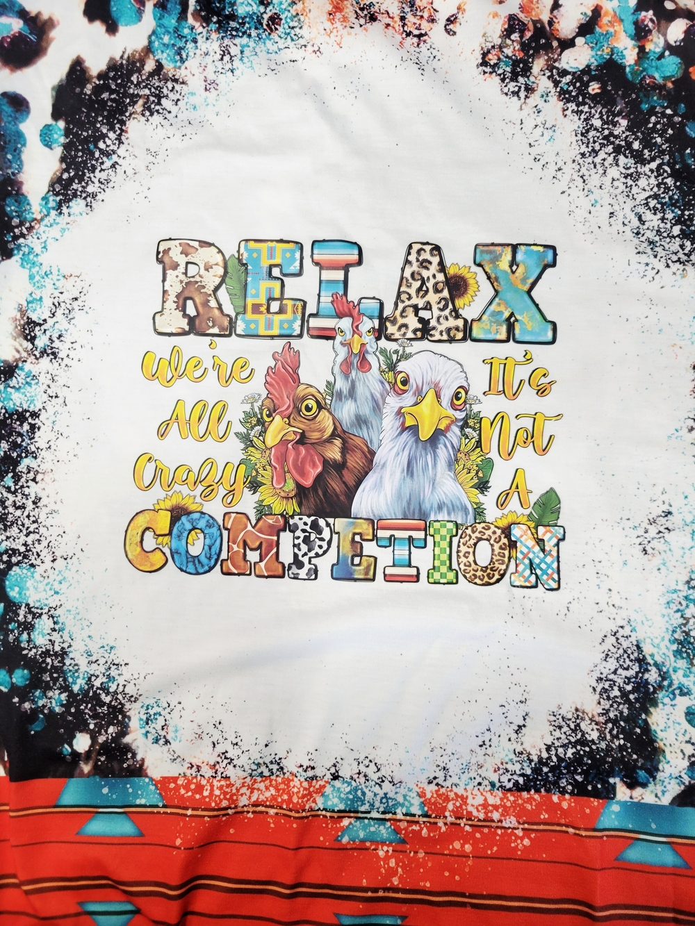 Relax We're All Crazy Graphic Tee with Chickens